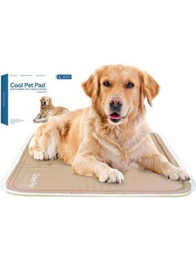 Large Self-Cooling Pet Mat for Dogs & Cats - Iced Latte, Non-Toxic, Pressure